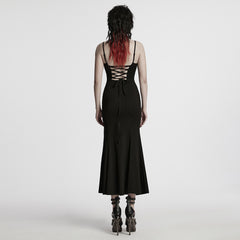 WQ-802LQF Edgy Slashed Strappy Punk Maxi Dress with Mesh Panels