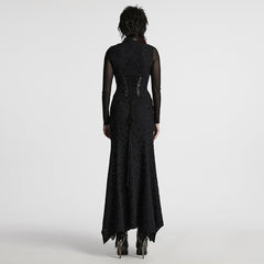 WQ-806LQF Edgy Gothic Black Lace Corset Long Punk Dresses