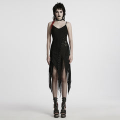 WQ-819LQF Edgy Asymmetrical Gothic Dress with Strappy Details