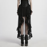 WQ-845BQF Gothic Skirt High Waist Steampunk Ruffled Mesh Maxi Design