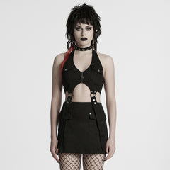 WQ-846LQF Edgy Halter Punk Dresses with Dark Utility Skirt