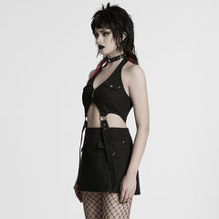 WQ-846LQF Edgy Halter Punk Dresses with Dark Utility Skirt
