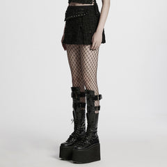 WQ-849DQF Gothic Punk Skirt with Buckles and Studded Details