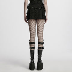 WQ-849DQF Gothic Punk Skirt with Buckles and Studded Details