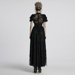 WQ-853LQF Gothic Dress Vintage Lace Ruffle Sleeves Long Black Gown
