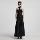 WQ-859LQF Elegant Black Lace Gothic Dress Strapless Floor-Length Gown