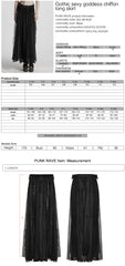 WQ-861BQF Gothic Skirt Sheer Black Layered Chains Maxi Elegance