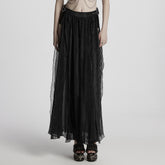 WQ-861BQF Gothic Skirt Sheer Black Layered Chains Maxi Elegance