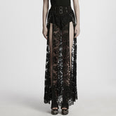 WQ-863BQF Gothic Skirt Lace Overlay Buckle Waist High Slit Design