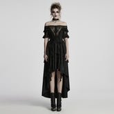 WQ-865LQF Gothic Dress Off Shoulder Lace Asymmetric Hem Steampunk Style