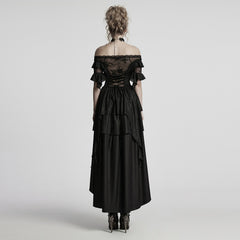 WQ-865LQF Gothic Dress Off Shoulder Lace Asymmetric Hem Steampunk Style
