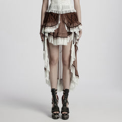 WQ-868BQF Victorian Lace Layered Gothic Skirt Steampunk Detail Asymmetrical Design