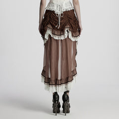 WQ-868BQF Victorian Lace Layered Gothic Skirt Steampunk Detail Asymmetrical Design