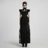 WQ-869LQF Gothic Dress Black Lace Corset High Collar Victorian Style Elegance