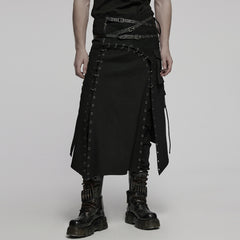 WQ-872BQM Punk Skirt Gothic Buckle Straps Eyelet Accent Industrial Style