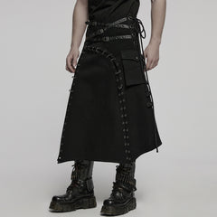WQ-872BQM Punk Skirt Gothic Buckle Straps Eyelet Accent Industrial Style
