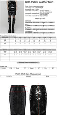 WQ-875BQF Gothic Skirt Patent Leather High-Waist Lace Detail Edgy Style