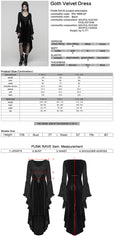WQ-889LQF Velvet Gothic Dress Lace Bell Sleeves Asymmetrical Hem Design