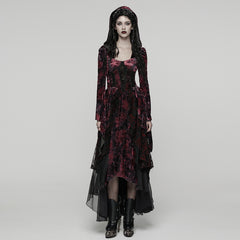 WQ-892LQF Velvet Lace Gothic Dress Hooded Renaissance Style Victorian Gown