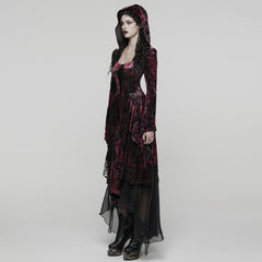 WQ-892LQF Velvet Lace Gothic Dress Hooded Renaissance Style Victorian Gown