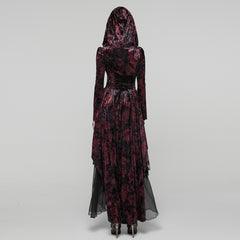 WQ-892LQF Velvet Lace Gothic Dress Hooded Renaissance Style Victorian Gown