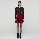 WQ-895LQF Gothic Velvet Lace Contrast Long Sleeve Dress
