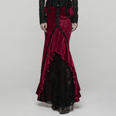 WQ-897BQF Gothic Skirt Victorian Lace Ruffled High-Low Velvet Design