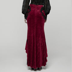 WQ-897BQF Gothic Skirt Victorian Lace Ruffled High-Low Velvet Design