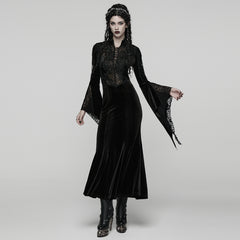 WQ-898LQF Black Lace Vintage Inspired Gothic Maxi Dress