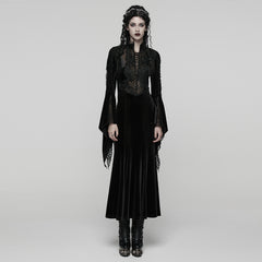 WQ-898LQF Black Lace Vintage Inspired Gothic Maxi Dress