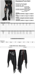 WQ-903BQF Edgy Asymmetric Black Punk Skirt with Mesh and Faux Leather
