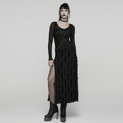 WQ-910LQF Dark Wave Gothic Punk Dresses with Chains and Cut-Out Design