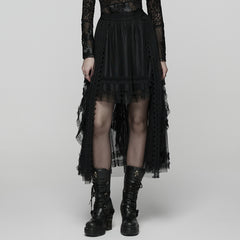 WQ-927BQF Elegant Gothic Skirt Lace Layered High-Low Hem Design