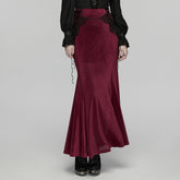 WQ-929BQF Elegant Velvet Gothic Skirt with Lace Overlay Detail