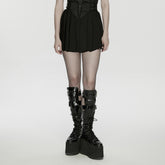 WQ-936BQF Edgy Black Pleated Mini Punk Skirt Gothic Style