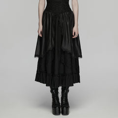 WQ-939BQF Dark Gothic Dress Layered Lace Corset Skirt Long Hem