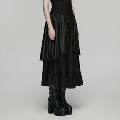 WQ-939BQF Dark Gothic Dress Layered Lace Corset Skirt Long Hem