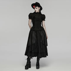 WQ-939BQF Dark Gothic Dress Layered Lace Corset Skirt Long Hem