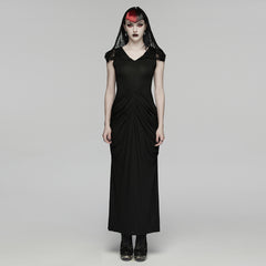 WQ-940LQF Gothic Dress Black Lace Hooded Long Evening Gown