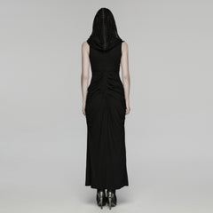 WQ-940LQF Gothic Dress Black Lace Hooded Long Evening Gown