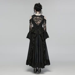 WQ-944LQF Gothic Dress Victorian Lace Cold Shoulder Long Maxi Gown