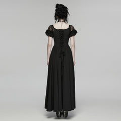 WQ-949LQF Elegant Victorian Gothic Dress with Lace Accent Detailing