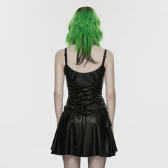 WQ-956LQF Gothic Strap Studded Leather Punk Dress Dark Aesthetic