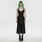 WQ-960LQF Midnight Lace Corset Gothic Dress with Flare Skirt