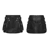WQ-962BQF Gothic Punk Skirt with Buckles and Mesh Pockets