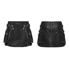 WQ-962BQF Gothic Punk Skirt with Buckles and Mesh Pockets