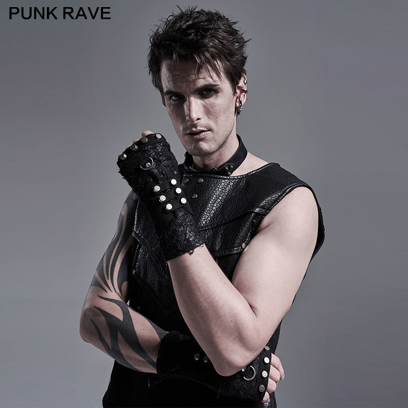 WS-373SSM PUNK knitted gloves?-??Punk Rave Clothing