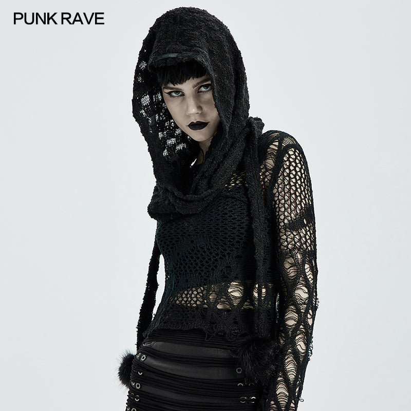 WS-448WJF Gothic hooded scarf?-??Punk Rave Clothing