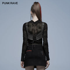 WS-482BDF Punk hollow-out vest?-??Punk Rave Clothing