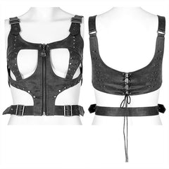 WS-482BDF Punk hollow-out vest?-??Punk Rave Clothing